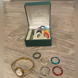 Gold Gucci Watch with Bezel and Box